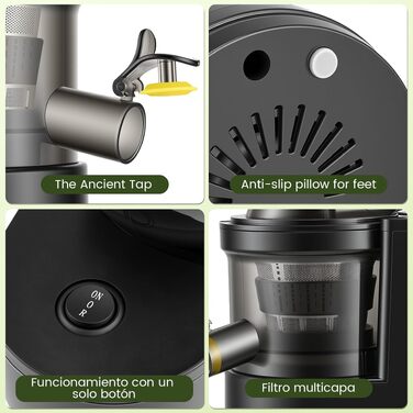 Шнекова соковижималка Entsafter Slow Juicer 400W для цілих овочів та фруктів, чаша 1.8л, холодний віджим, BPA-free