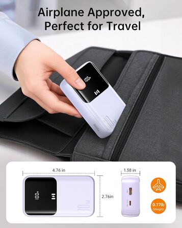 Power Bank Selore&S 20000mAh 30W з USB-C, LED дисплеєм, 4 виходами, Lila (фіолетовий)