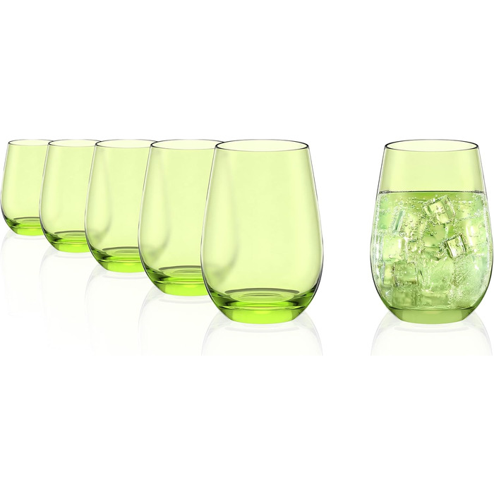 Stölzle Lausitz ELEMENTS Glasses 465 ml Green I Drinking Glasses 6-Piece Set I Dishwasher-Safe Glass Set I High Impact Resistance I Universal Glasses as Water Glasses, Juice Glasses, Whisky Glasses