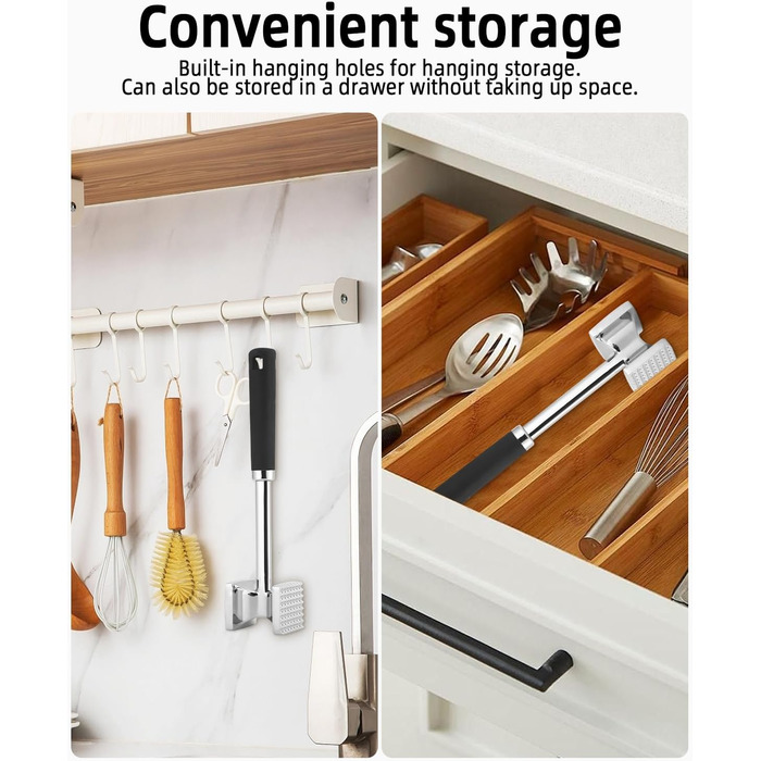 Fleischhammer Bixury 27 см з нержавіючої сталі, двосторонній молоток для м'яса, для приготування шніцелів, котлет, стейків