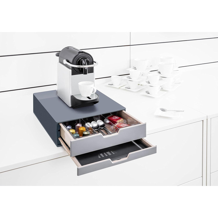 Скринька для кави та чаю Durable (2 шухляди, антрацит) 338358 - Скринька для кавової станції/офісу