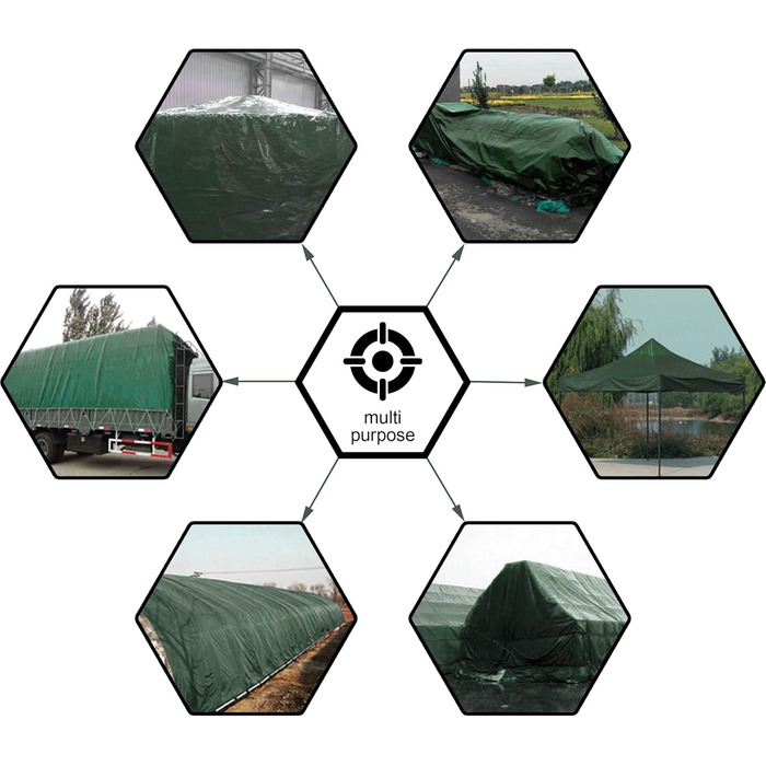 CARTMAN Finished Size 12x40 Feet Waterproof Green Tarp 8 Mil Thick, Multipurpose Protective Cover for Emergency Rain Shelter Camping Tarpaulin