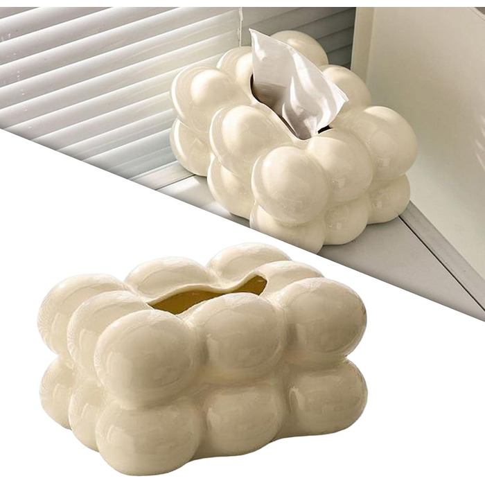 Fenteer Creative Tissue Box Cover, Rectangular Decorative Tissue Holder for Desks and Tables, Kitchen, Office, Home Decoration, White