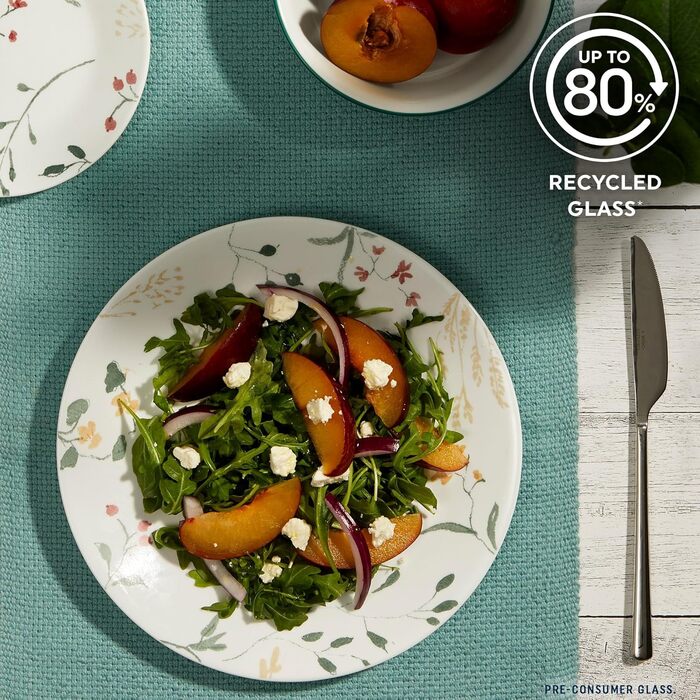 Corelle Vitrelle набір посуду на 6 осіб (18 предметів), скло, тришарове, стійке до сколів та тріщин, Wildblume