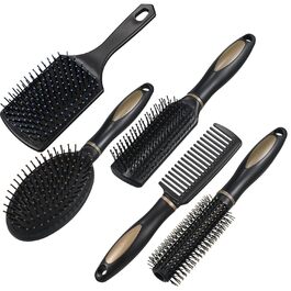 Набір гребінців для волосся 5 шт. Масажні гребінці, круглі гребені з отворами для вентиляції, гребінець для жінок та чоловіків, для дому та подорожей