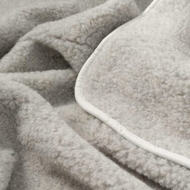 Плед з мериносової вовни, 240x200 см - теплий та м'який плед з 100% мериносової вовни, великий та пухнастий, вага 500 г/м², дихаючий матеріал, сірий колір