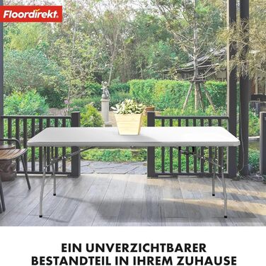 Складаний садовий стіл-буфет Floordirekt Akita 183x76 см з ручкою для перенесення - для тераси, балкона, кемпінгу