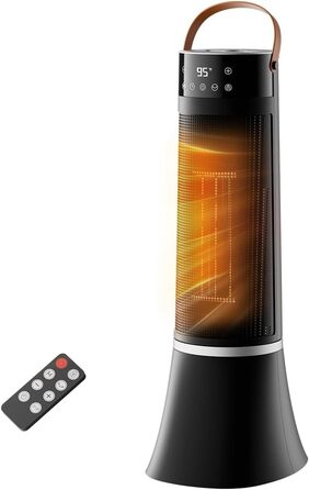 Електричний обігрівач 2000W з керамічним PTC нагрівачем, 75° обертання, термостат, тиха електропіч, 3 режими, таймер 24 години, захист від перегріву та перекидання