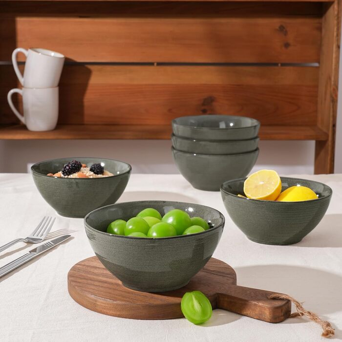 Набір посуду Tempus Serie для 6 осіб, 18 предметів, керамічний, темний оливковий, безпечний у мікрохвильовій печі та посудомийній машині