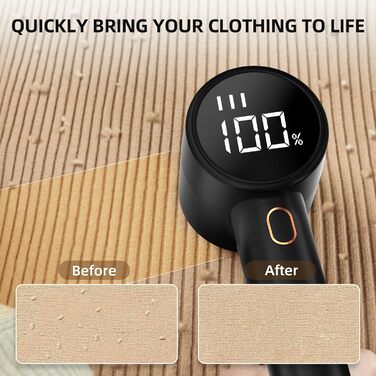 Електричний видалення ворсу з одягу: бездротовий триммер для одягу з 6 лезами та 3 швидкостями, LED-дисплей (Чорний)