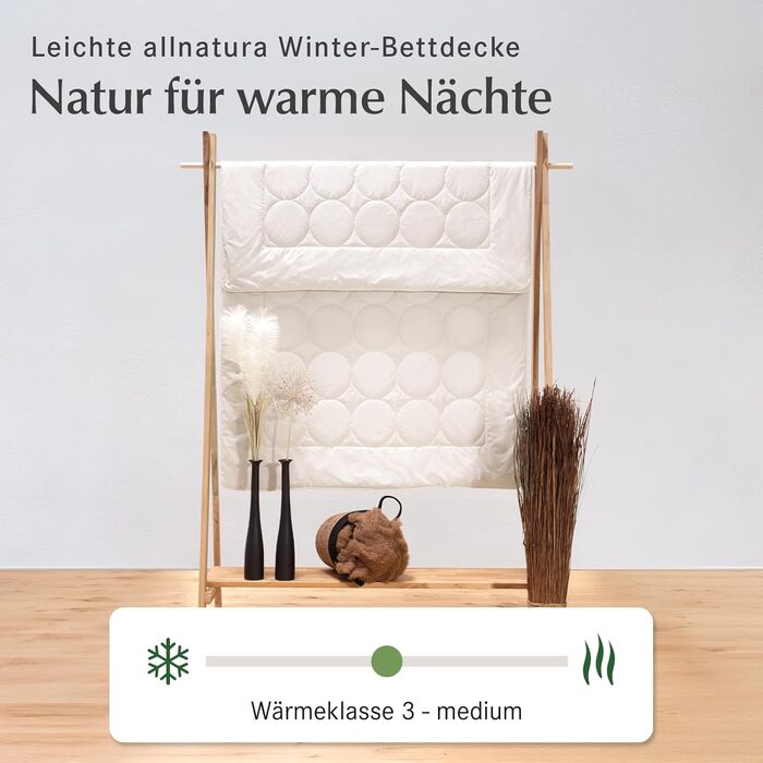 allnatura Lyovita Lycocell-Duo 135x200 cm Duvet - warm duvet optimally climate-regulating for 4 seasons - Breathable comforter filled with Lyocell/Tencel - suitable for allergy sufferers Lyocell-tencel Crèmeton