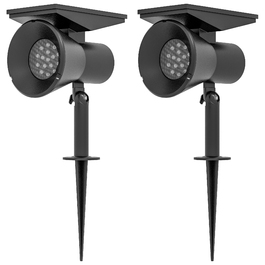 Outsunny Solar Lights Garden Lights with 2 Light Colors, IP54 Waterproof for Ground and Wall Mounting, Ideal for Balcony and Patio, Black