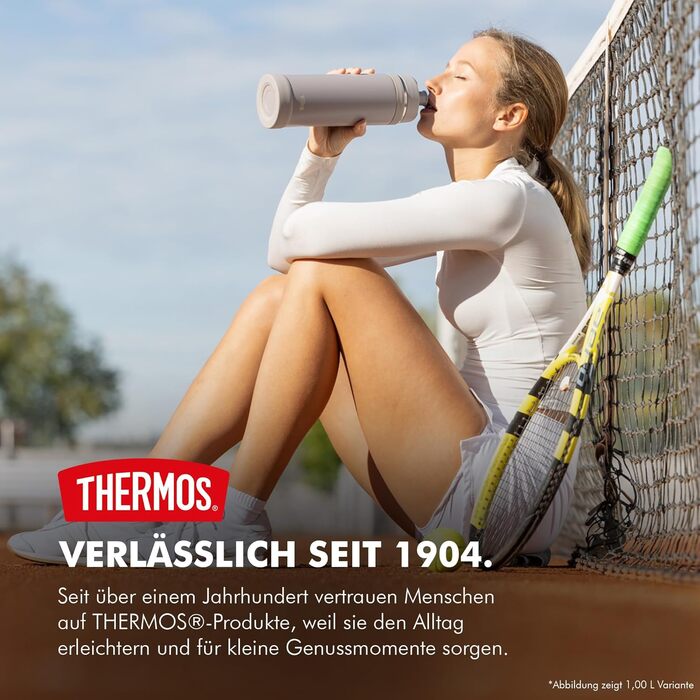 Термос Thermos Ultralight Max 1.0 л зі сталі, світло-блакитний (Tourmaline Mat) — легка вакуумна пляшка для спорту та подорожей, зберігає тепло 12г та холод 24г