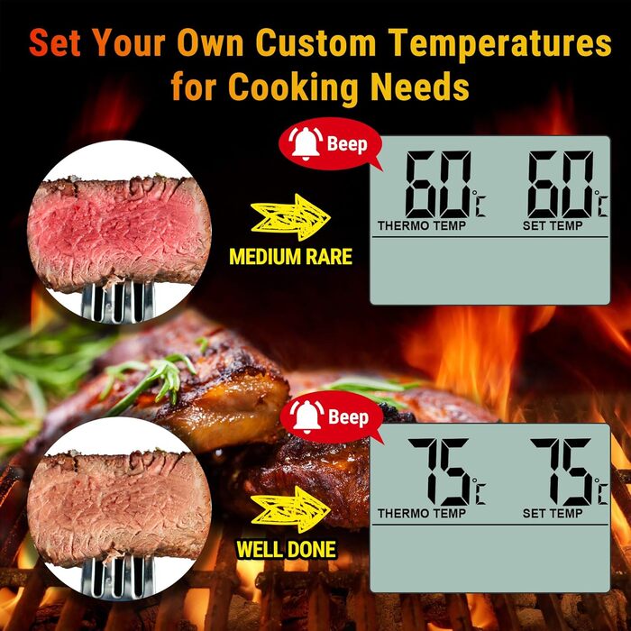 Термометр для м'яса ThermoPro TP16: цифровий, з таймером, для приготування на грилі, мангалі, духовій шафі
