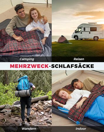 KingCamp 2-Person Sleeping Bag - Winter Warm Outdoor Sleeping Bag for Camping & Travel - 3-4 Season, Lightweight, with Flannel Pillows