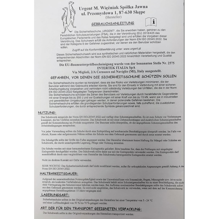 Черевики робочі Urgent 212 S1, чоловічі, синього кольору (46 EU)