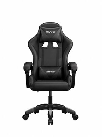 Ігрове крісло Gaming-Sessel для офісу та геймерів, з динамічною підтримкою попереку, регулюванням висоти та підлокітників, обертання на 360°, м'яка оббивка, чорне