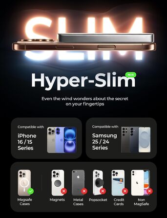 Power Bank Magsafe LISEN 10000mAh для iPhone: Slim, 18W PD USB-C, 10000mAh, сумісний з iPhone 17, 15 Pro Max, 13, Platin-Grau