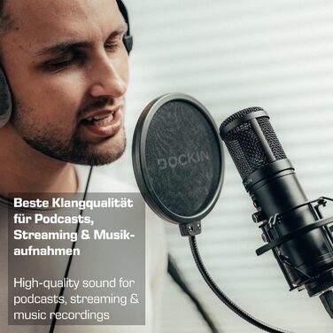 USB мікрофон DOCKIN® MP2000 для ПК, геймінгу, подкастів та стрімінгу - мікрофон з USB для запису звуку з важким штативом. Якість звуку 130dB.