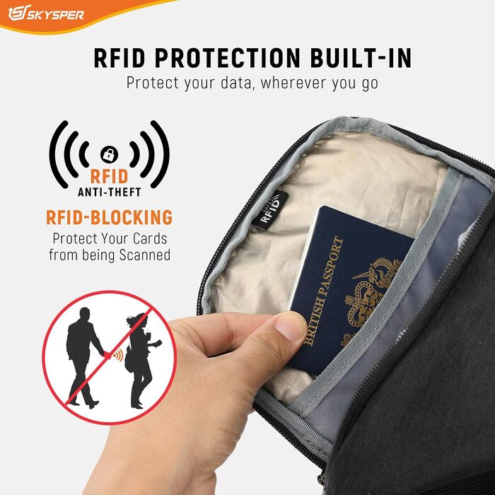 Чоловіча нагрудна сумка-слінг Skysper з RFID захистом. Легка, антикрадіжна, для подорожей та активного відпочинку