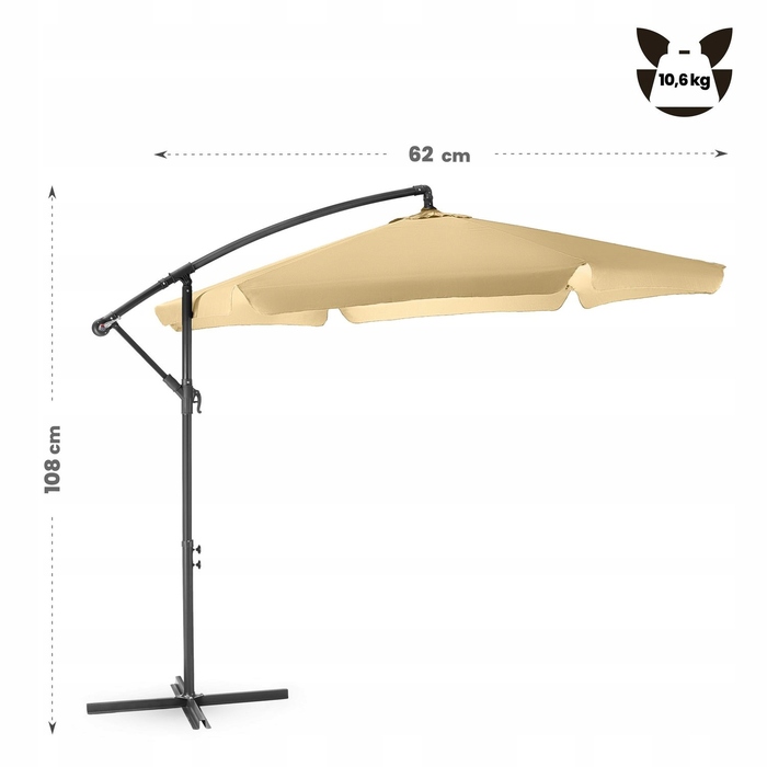 Велика складана садова парасолька 3м з консоллю CLASSIC UV50 LED LUVERNO