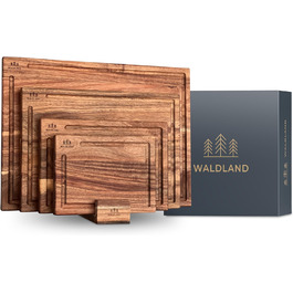 Premium Cutting Board Wood 4-Piece Set (40x30, 33x24, 27x18, 21x15) | Includes Cutting Board Stand | Wood Cutting Board Kitchen | Cutting Board Set Made of Robust Acacia Wood