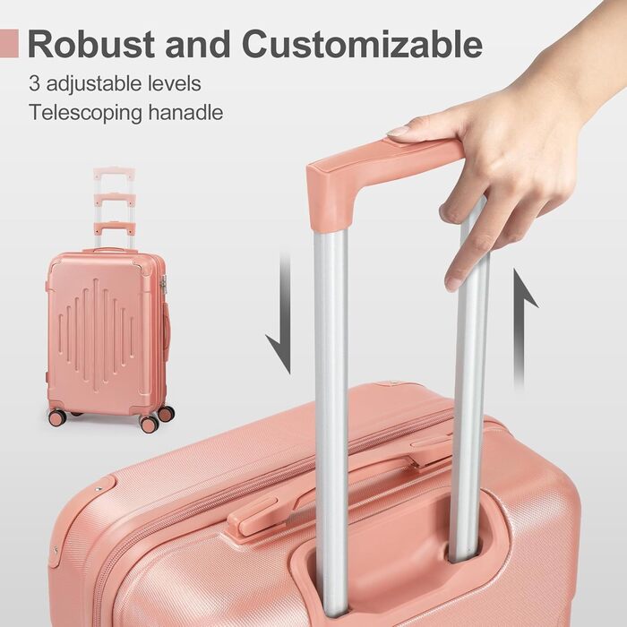 Набір валіз LALAHO Zwillingsrollen: M, L, XL (рожеве золото, 65 см)