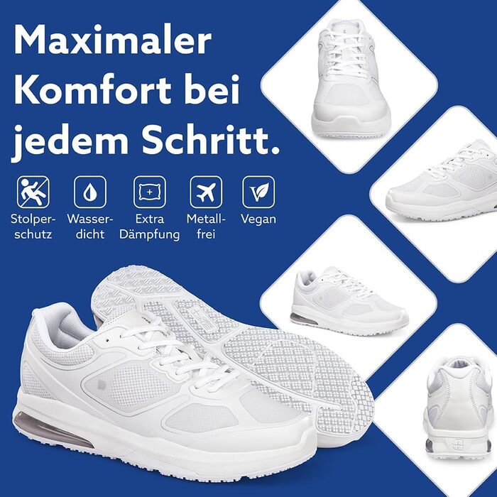 Чоловічі робочі кросівки Shoes for Crews Evolution II з антиковзкою підошвою – комфортні, дихаючі, водонепроникні, для ресторанів, кухонь, кафе, магазинів, офіціантів, кухарів (42 EU, білий)