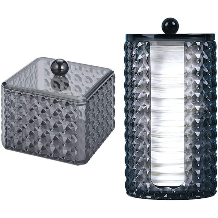 Організатор для ватних дисків, акриловий контейнер для ватних дисків з кришкою, чорний, для спальні, ванної кімнати, туалетного столика