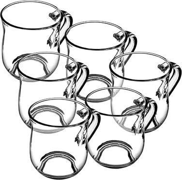 Набір склянок KADAX для чаю та кави (6 шт., 320 мл) - скляні чашки з ручкою для гарячих та холодних напоїв