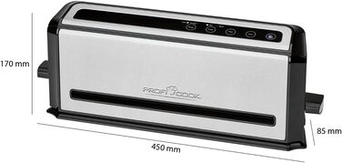 ProfiCook® Вакуумний пакувальник PC-VK 1080 | Sous Vide та вакуумне приготування | 10 пакетів, нержавіюча сталь, чорний