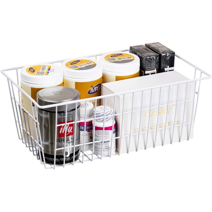 SANNO SANNO Wire Storage Baskets Freezer Baskets Farmhouse Organizer Storage Containers Large Organizer Containers for Pantry Organization Storage Baskets Rack with Handles - Set of 2