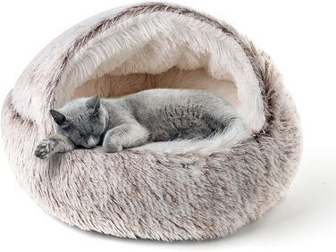 CATISM Cat Bed, Fluffy Cat Blanket, 50cm Cozy Cat Bed for Large Cats/Kittens Washable Snuggle Dog Bed/Dog House Soft Comfortable Coffee