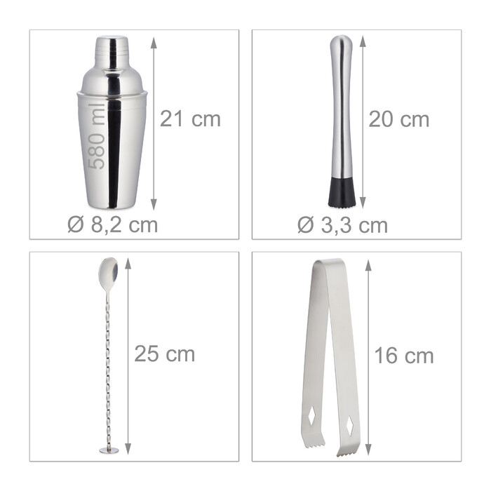 Relaxdays 9-Piece Cocktail Set with Stand