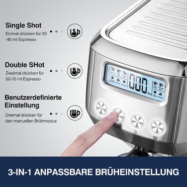 AMZCHEF Espresso Machine 20 Bar | Espresso Machine with Milk Frother | Semi-Automatic Espresso Machine with 2-IN-1 Portafilter for Single and Double Shots | Espresso Machine with Removable Water Tank 1.3 L 1.3L