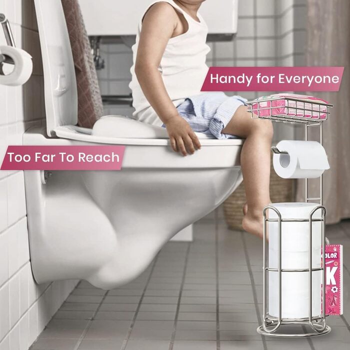 Тримач туалетного паперу TreeLen Mega Roll з нержавіючої сталі, тримач серветок та журналів, хромований, на 4 рулони