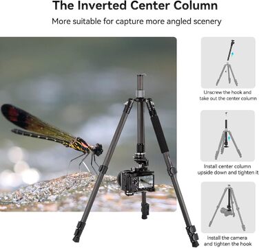SMALLRIG штатив з вуглецевого волокна з центральною колоною, 360° кульова головка, знімний монопод, Quick Release Plate, вантажопідйомність 12 кг, 4059