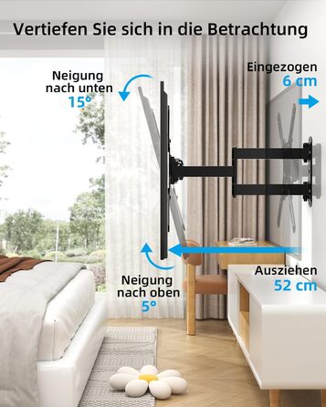 Настінне кріплення для телевізора HOME VISION поворотне, нахильне 26-55 дюймів до 40 кг, VESA 400x400, LED/LCD/OLED/Curved
