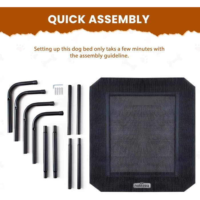 Зручне лежак для собак Nobleza Hundeliege Outdoor, M, 105x80x20 см, для відпочинку на вулиці, кемпінгу, чорного кольору