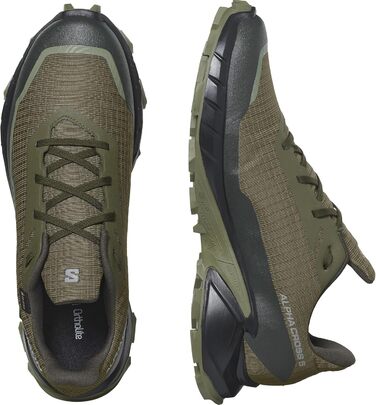 Чоловічі трейлові кросівки Salomon Alphacross 5 Gore-Tex (46 2/3 EU, Olive Night Black Deep Lichen Green)