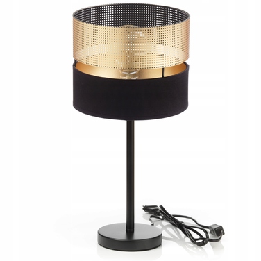 Настільна нічна лампа з ажурним золотистим абажуром, патрон E27, LED