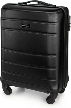 WITTCHEN Globe Line: Чемодан-ролер ручної поклажі з ABS, 4 колеса, кодовий замок, телескопічна ручка, чорний | Розмір S | Підходить для Lufthansa, Eurowings, Ryanair, Condor, Discover Airlines