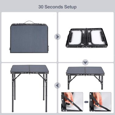 REDCAMP Складаний столик з регулюванням висоти, легкий портативний туристичний столик 60 x 40 см (4 рівня висоти) з сітчастою поверхнею, для дому та вулиці, балкона, ринку, кухні, темно-сірий, 60*40 см (4 рівня)