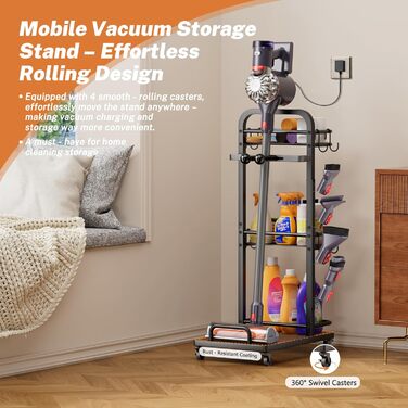 Підставка для пилососа, металева, настінна/підлогова, з коробкою для зберігання, сумісна з Dyson Gen5 V15s V15 V12 Slim V11 V10 V8 V7 V6 та аксесуарами