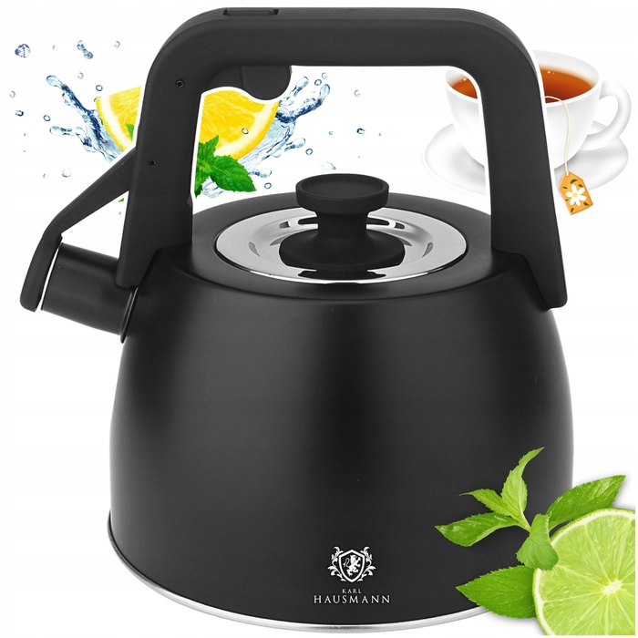 Класичний сталевий чайник Karl Hausmann, 2,5 л, чорний, сріблястий, сірий