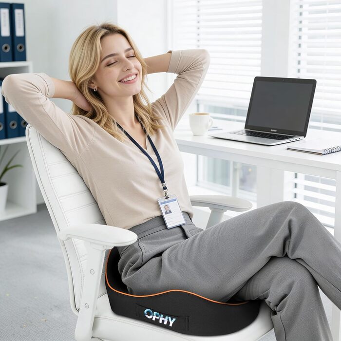 Подушка для сидіння Ophy для авто та офісного крісла з піною Memory Foam, знімною обкладинкою, помаранчева