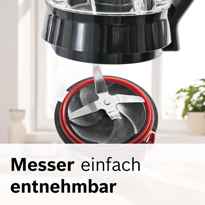 Bosch VitaPower Series 4 Stand Mixer MMB6382MN, improved version, high-quality stainless steel blades, 1.5L Thermo-Safe glass jar, tamper, dishwasher-safe parts, 30,000 RPM, 1200W, stainless steel stand mixer with improved mixing jug
