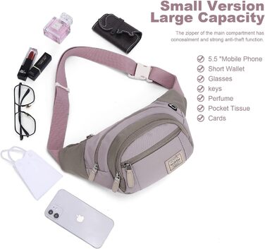 Wind Took Stylish Large Waist Bag/Fanny Pack/Chest Bag/Phone Pouch with Headphone Port for Travel, Hiking, Outdoor, Running - Women, 35x7.5x15cm (Deep Purple)