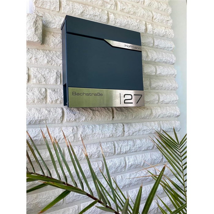 Поштовий ящик Metzler Anthrazit RAL 7016 з газетницею та табличкою з нержавіючої сталі V2A, антикорозійний, сучасний, 10 років гарантії на запчастини