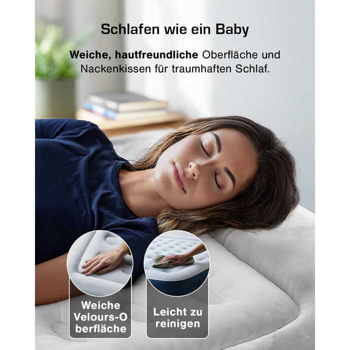 Активна Ера Преміум Надувний Матрац для Сну 1 Особа з Електричною Помпою та Вбудованим Подушкою, 99x188x36.5 см - для кемпінгу та гостей